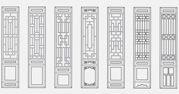 未央常用中式仿古花窗图案隔断设计图